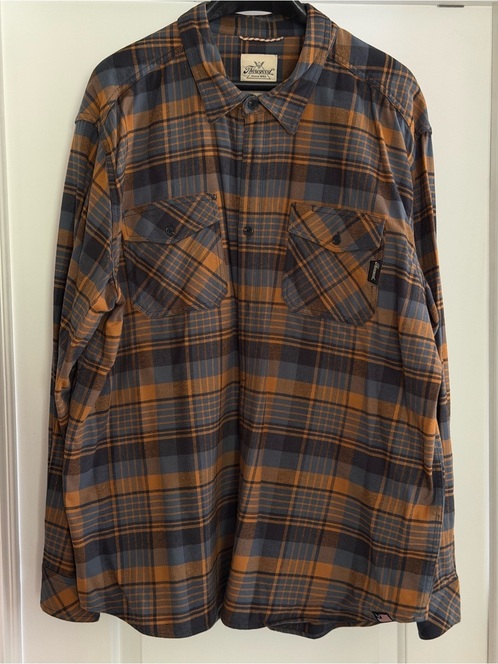 Pherrow's Men's Long-Sleeve Plaid Button-Down Shirt in Mustard & Gray